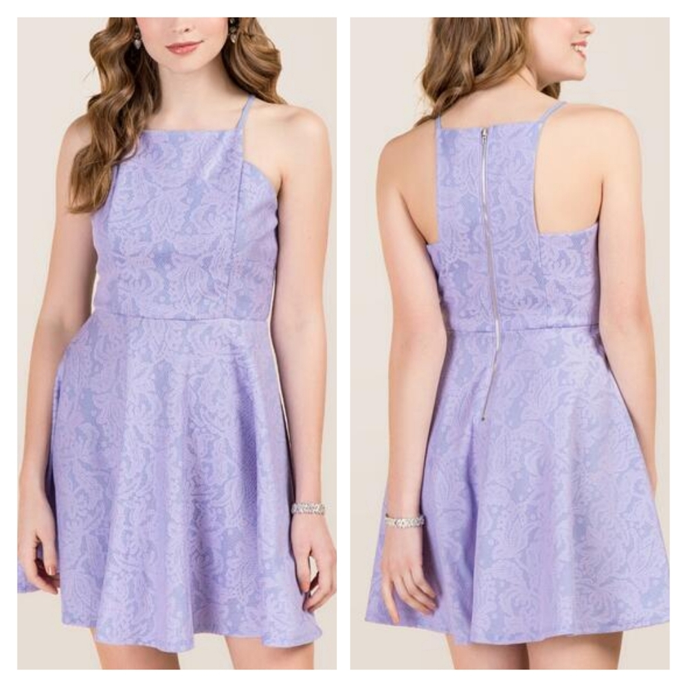 Francesca's Brittany purple lace flare a-line dress medium